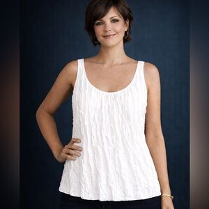 JANUARY 7 ribbed ruffles white tank top, textured shirt, formal tank size S